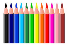 color pencils in a row showing all the colors of the rainbow