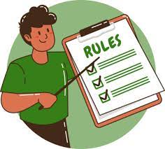 picture of a man holding a clipboard with "rules" written on it