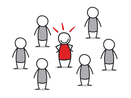 image of several people, one of which is standing out.