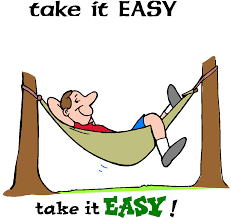 A man in a hammock "taking it easy"
