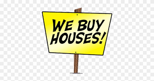 A "we buy houses" sign in yellow