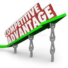 3 figures holding up a sign that says "competitive advantage" signifying they have an edge.