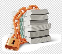 Financial Security represented by a strong lock and chain around a pile of cash.