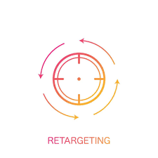 A bullseye and a scope referencing retarget marketing.