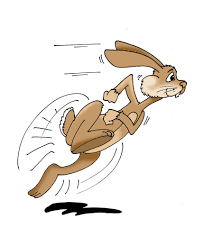 A bunny running fast, in a swift motion.