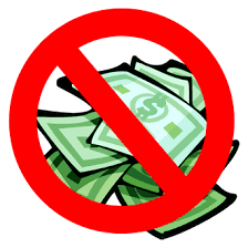 Cash with a slash thru it referring to no fees