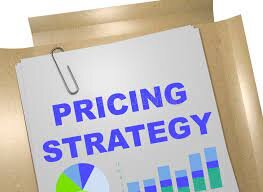 a file folder with a piece of paper, paper clipped to the front of the folder saying "Pricing Strategy"