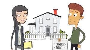 two people standing around a house representing a title company