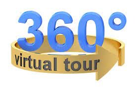 the number 360 with a banner surrounding it saying "virtual tour"