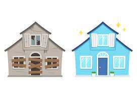 image of two houses next to each other, one looks good, the other looks rough to signify property condition