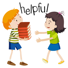1 kid helping the other with some books referring to being helpful/beneficial