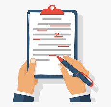 image of a clipboard with paper and a person writing on it.