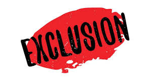 image of the word "exclusion" in black