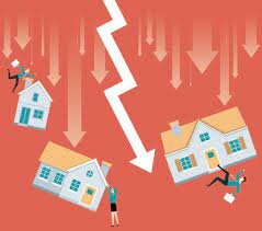 images of houses falling signifying foreclosure saturation