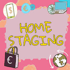 image of the words "home staging" with home decor items around