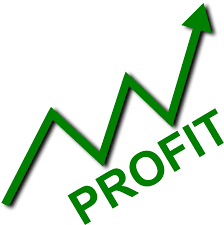 The word profit with an image of a arrow going up referring to maximizing profits.