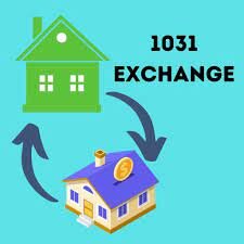 image of 2 houses with the words 1031 exchange referring to this process