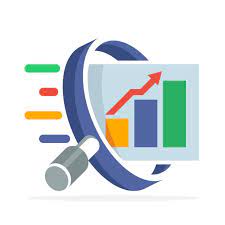 image of a magnifying glass with a market chart going thru it signifying market research