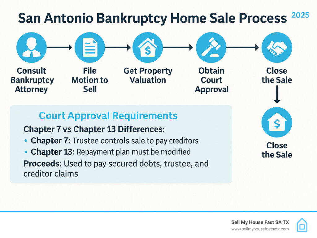 San Antonio bankruptcy home sale process flowchart - sell my house during bankruptcy infographic 