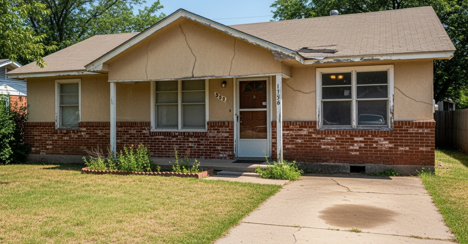 House with crackings everywhere. Sell house with repair needed
