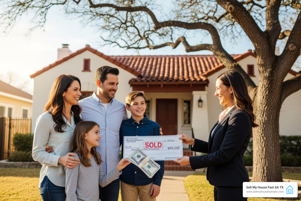 Happy San Antonio family receives cash for vacant house from Sell My House Fast SA TX - sell vacant house