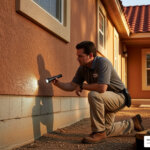 Home inspector examining a property's foundation - sell house with repairs San Antonio - sell house with repairs needed