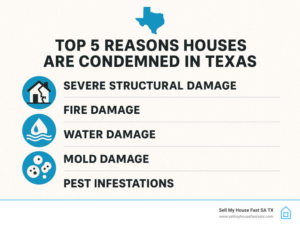 Top 5 Reasons Houses Are Condemned in Texas - can you sell a condemned house infographic 