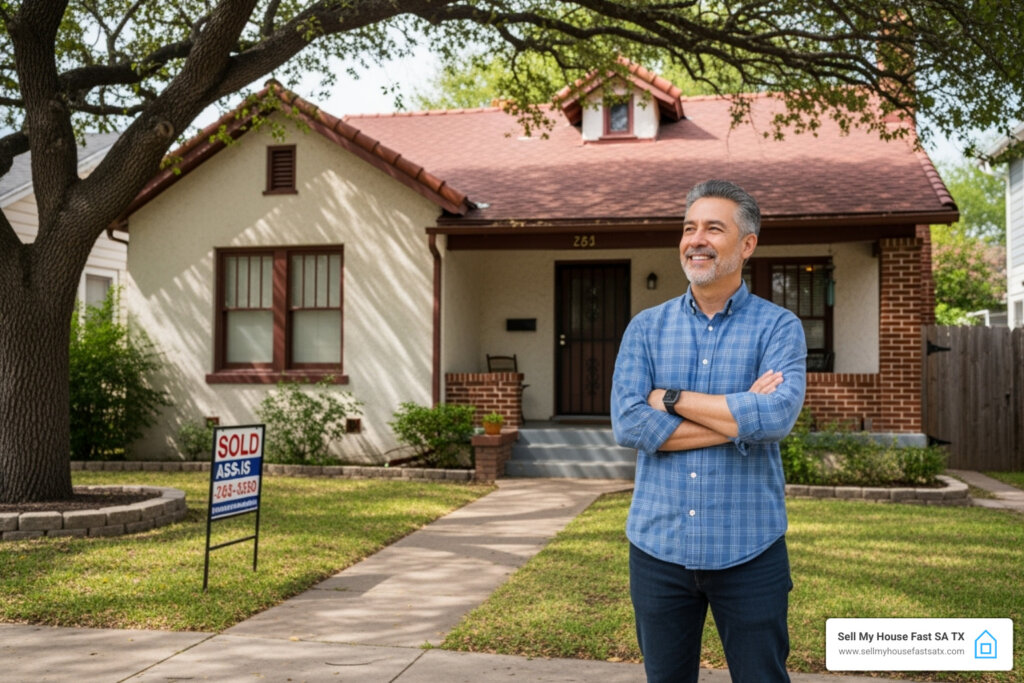Relieved San Antonio homeowner after selling as-is, no repairs needed - sell my ugly house fast