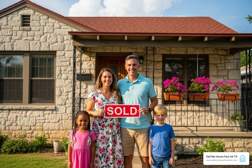 Happy San Antonio family selling their house fast for cash to Sell My House Fast SA TX - how to sell your house without a realtor