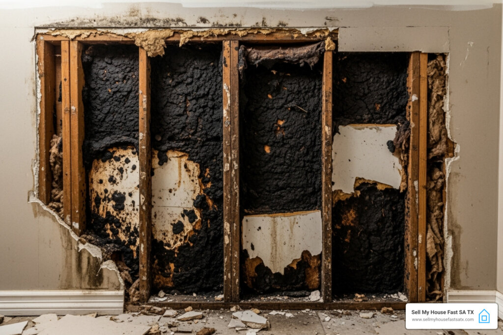 fire damaged house with hidden mold | Sell fire damaged house
