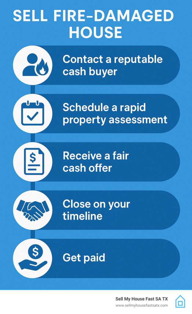 Infographic showing how to sell a fire damaged house in 5 easy steps