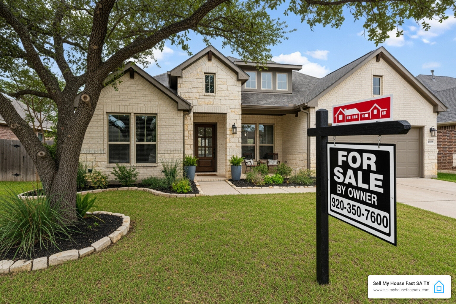 For Sale By Owner sign in front of San Antonio home - how to sell a house by owner