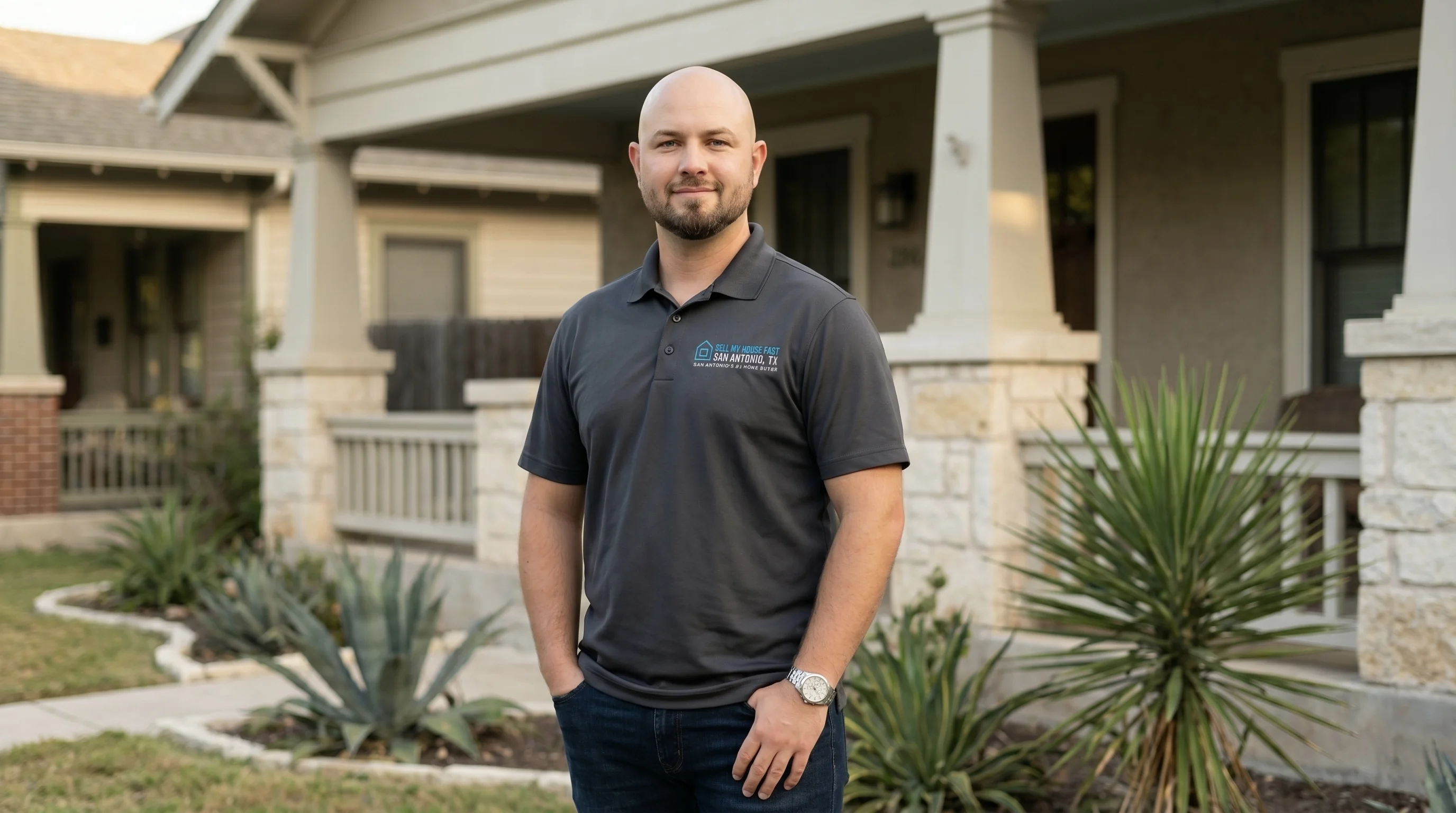 Sell My House Fast San Antonio, Daniel Cabrera outside a Craftsman home in San Antonio, Texas