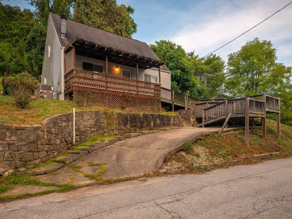 Front exterior and covered porch of the King Street house in South Charleston, WV