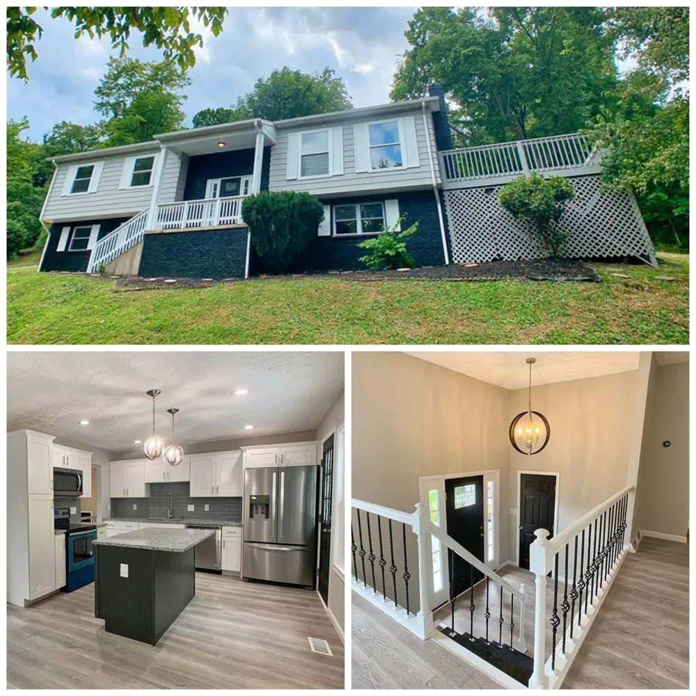 AM Investments renovated home exterior, kitchen and entryway