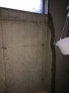 Filled in foundation crack