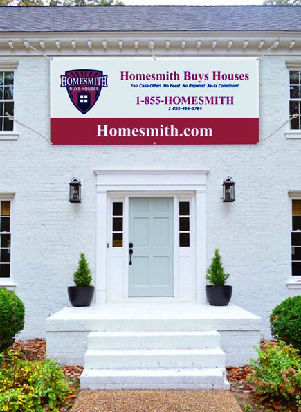 White Brick Banner - Homesmith Buys Houses - (855) HOMESMITH