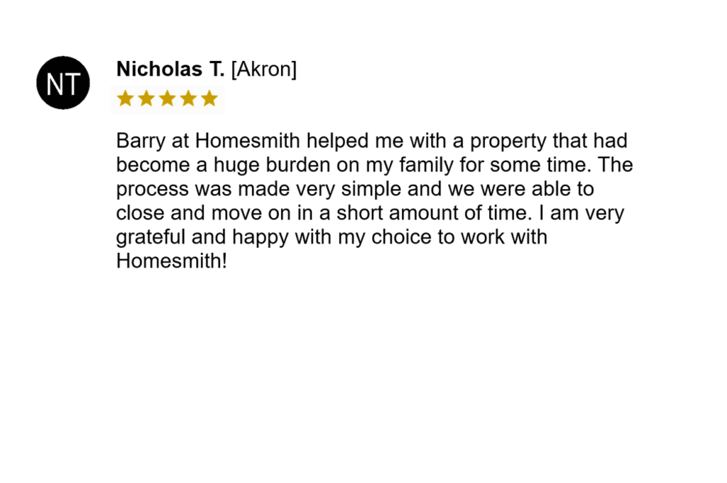 nicholas t 5-star review for Homesmith Buys Houses