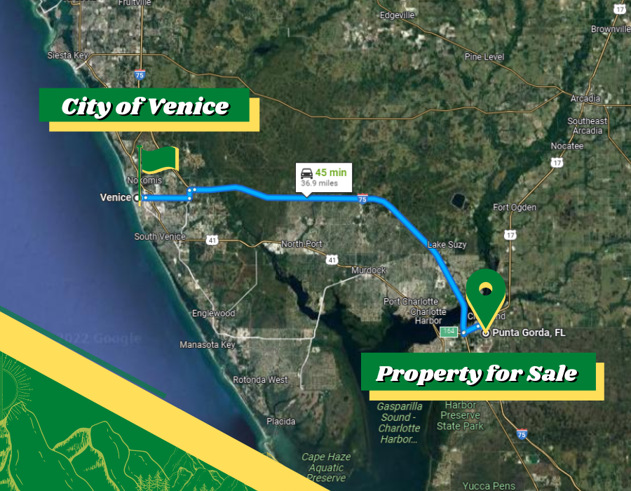 city of venice and property for sale distance in map