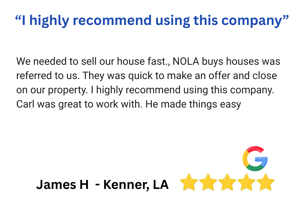 Testimonial from Kenner homeowner for NOLA Buys Houses
