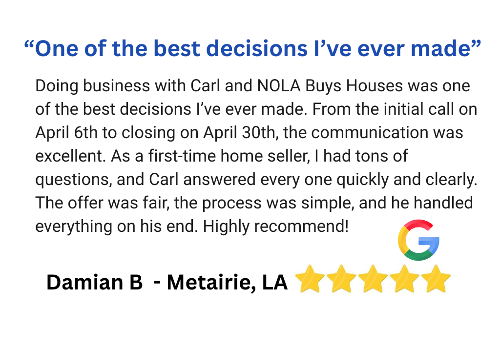 We are a local company that buys houses for cash in Metairie