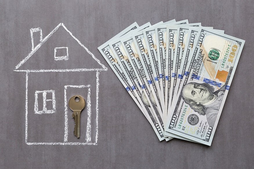House drawn with chalk and cash