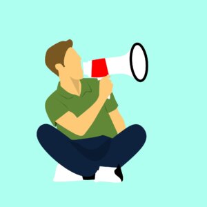 Graphic of man yelling into megaphone