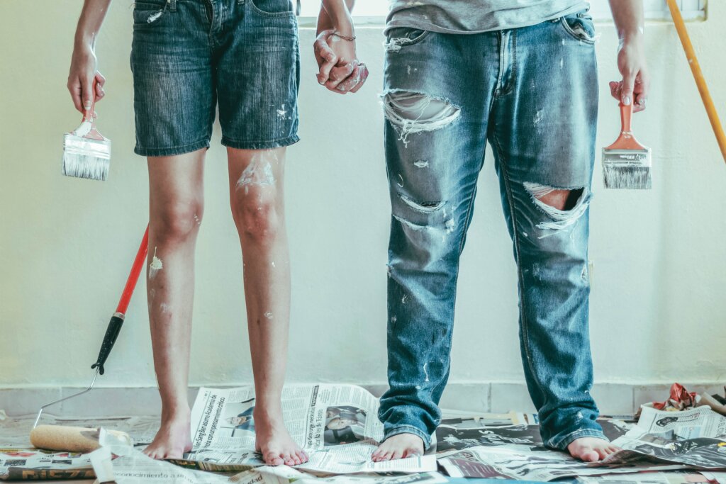 Couple covered in paint in New Jersey to sell their distressed property.