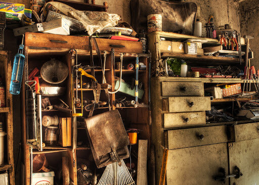 A hoarder house bought by Templar Real Estate Enterprises in New Milford, NJ, which contained a room with a lot of trash.