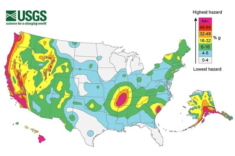 National disclosure earthquake map