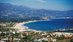 aerial view of the santa barbara beach and santa barbara real estate