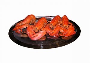 Lobsters on a plate at a restaurant in oxnard