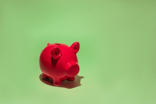A red piggy bank in Durham Count, NC.