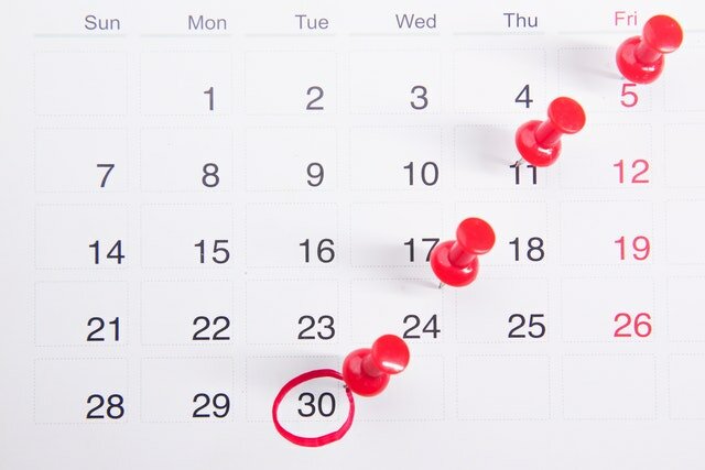 calendar with deadlines marked